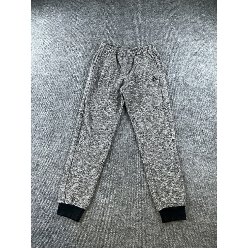 Adidas Gray Space Dye Joggers Boys Elastic Waist Black Cuffs Sweatpants